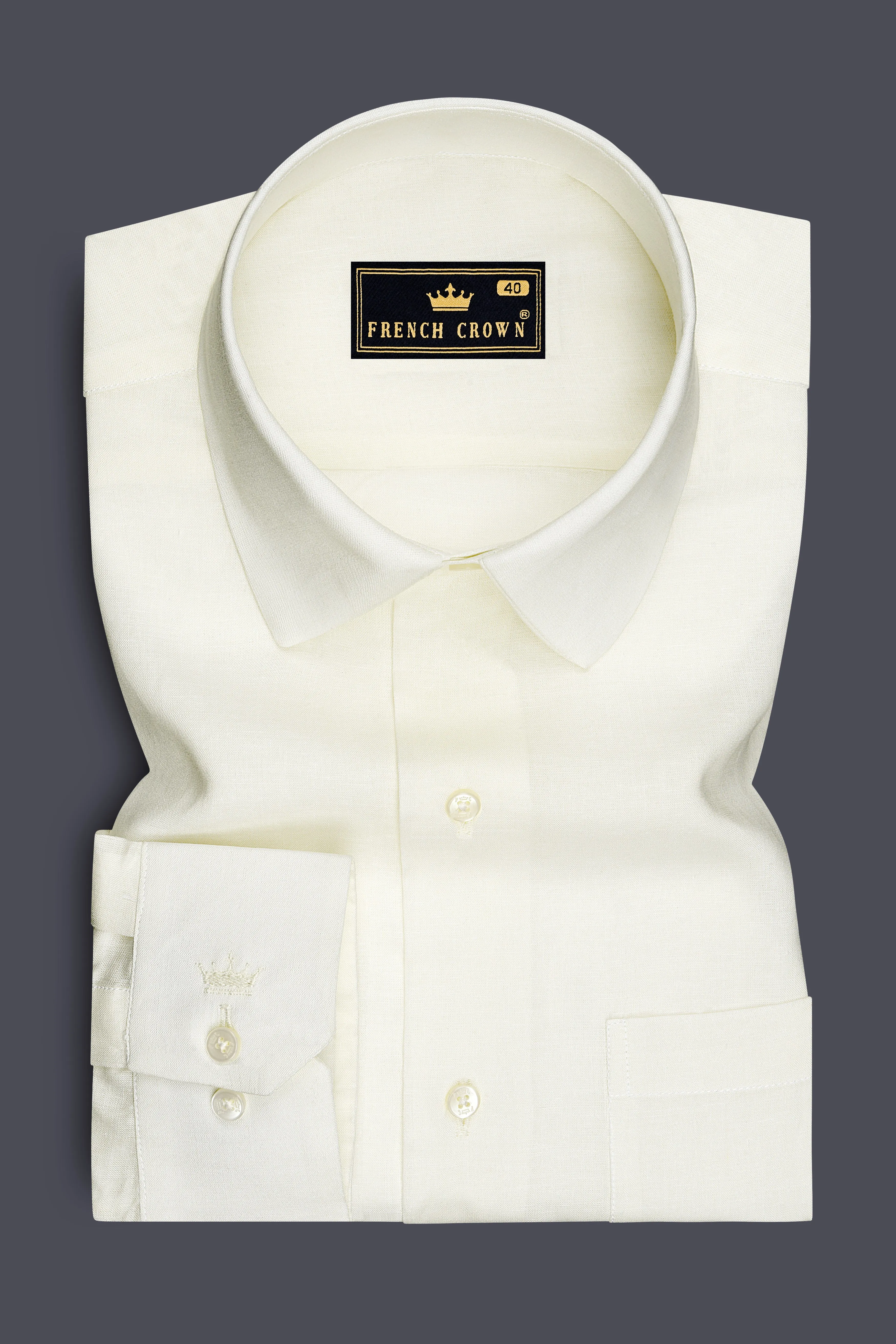Alba-Off White Luxurious Linen Dress Shirt sold by French Crown product image thumbnail 4