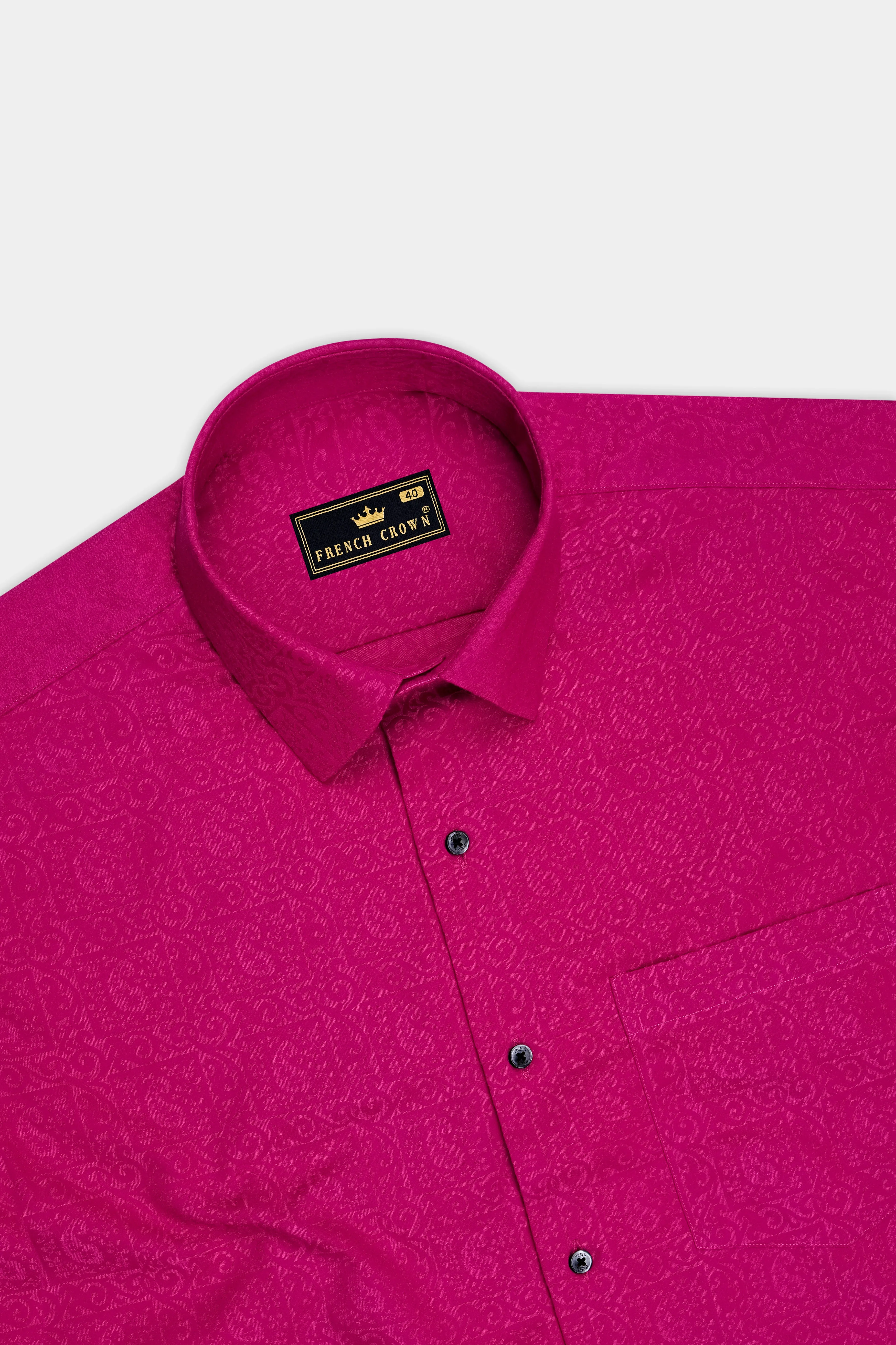 Eloria-Toledo Pink Jacquard Textured Premium Cotton Dress Shirt sold by French Crown product image thumbnail 5