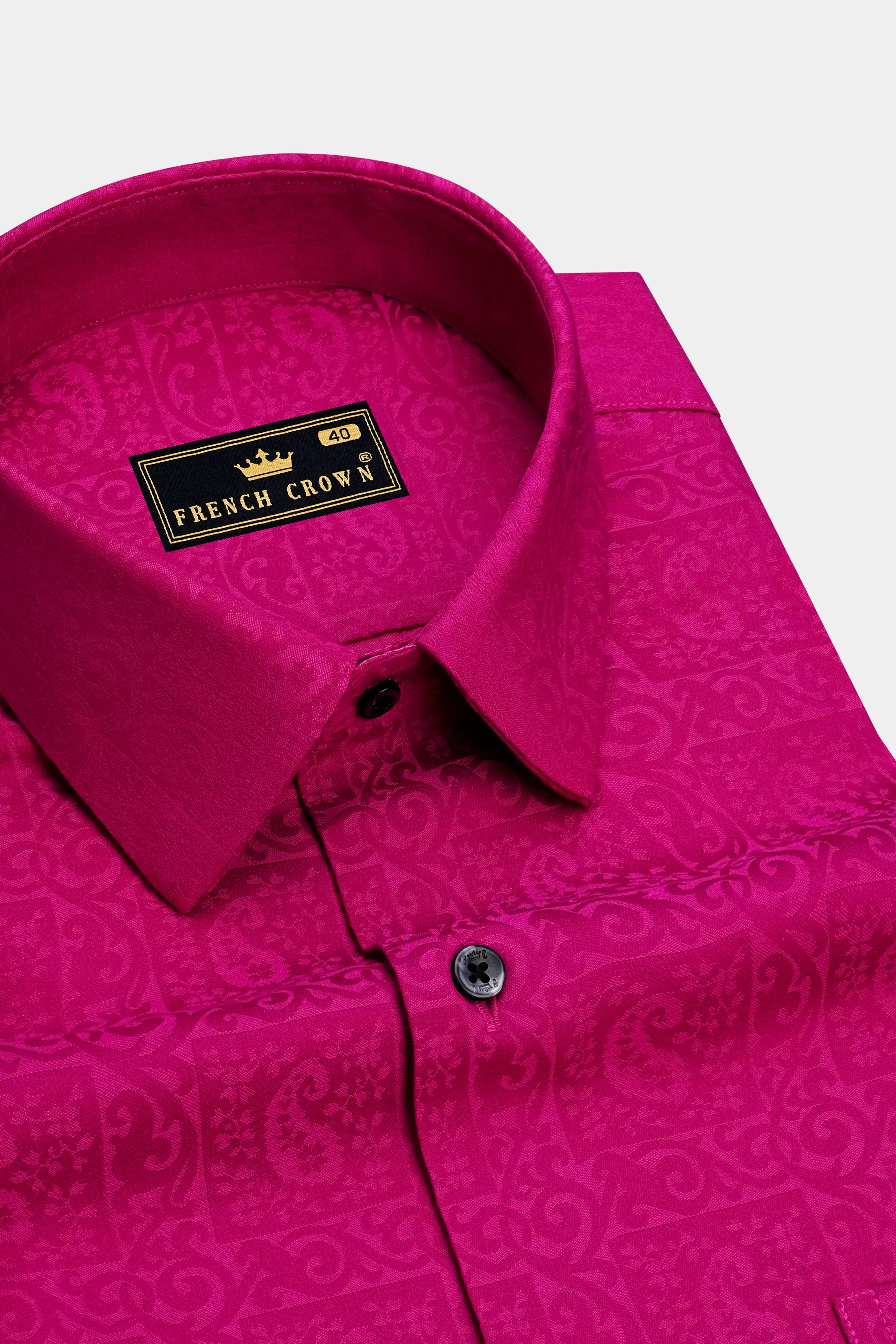 Eloria-Toledo Pink Jacquard Textured Premium Cotton Dress Shirt sold by French Crown product image thumbnail 2