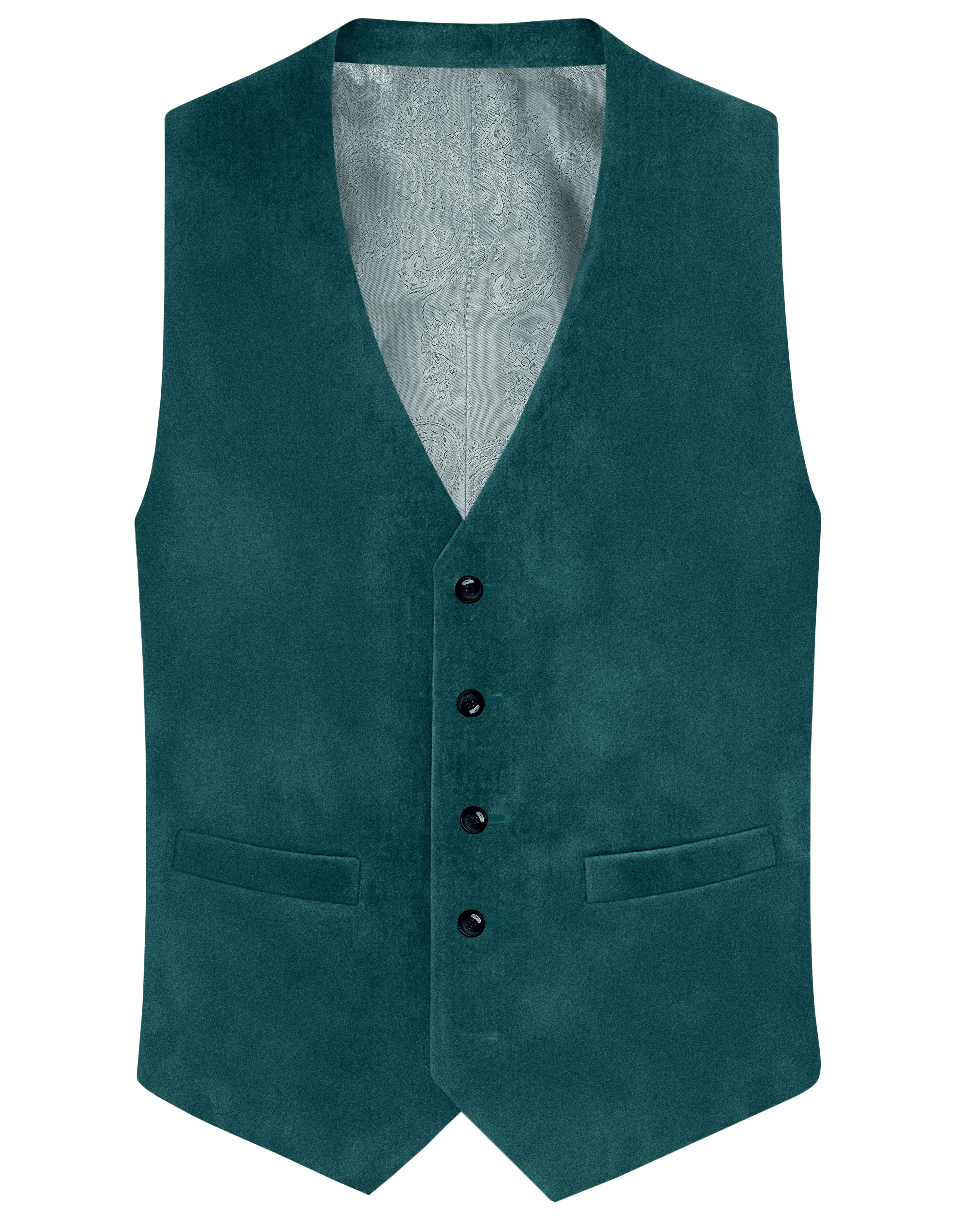 Verdant-Teal Green Velvet Waistcoat sold by French Crown
