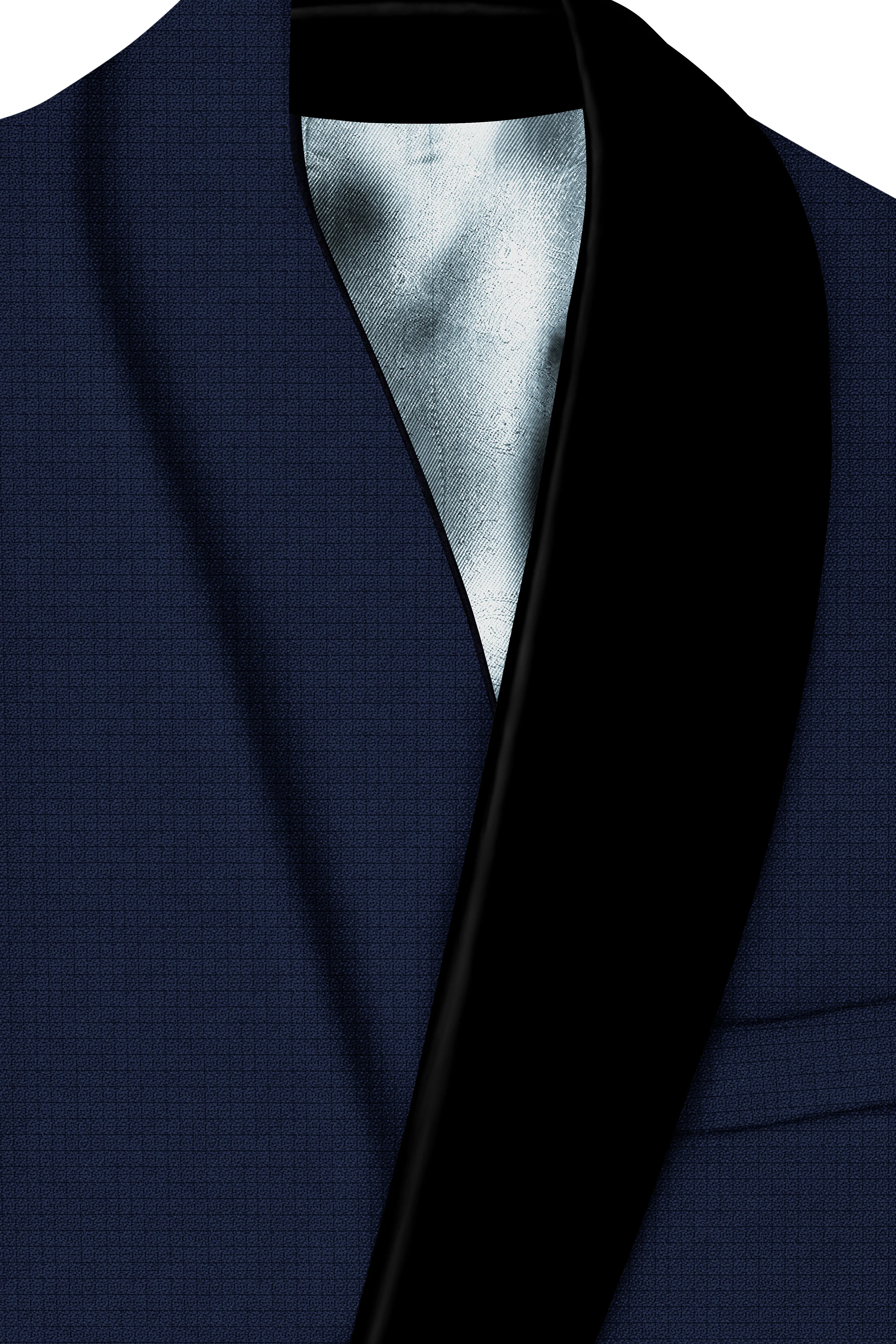 Regent-Ebony Blue Diamond Textured Wool Rich Slight Stretch Tuxedo Suit sold by French Crown product image thumbnail 5