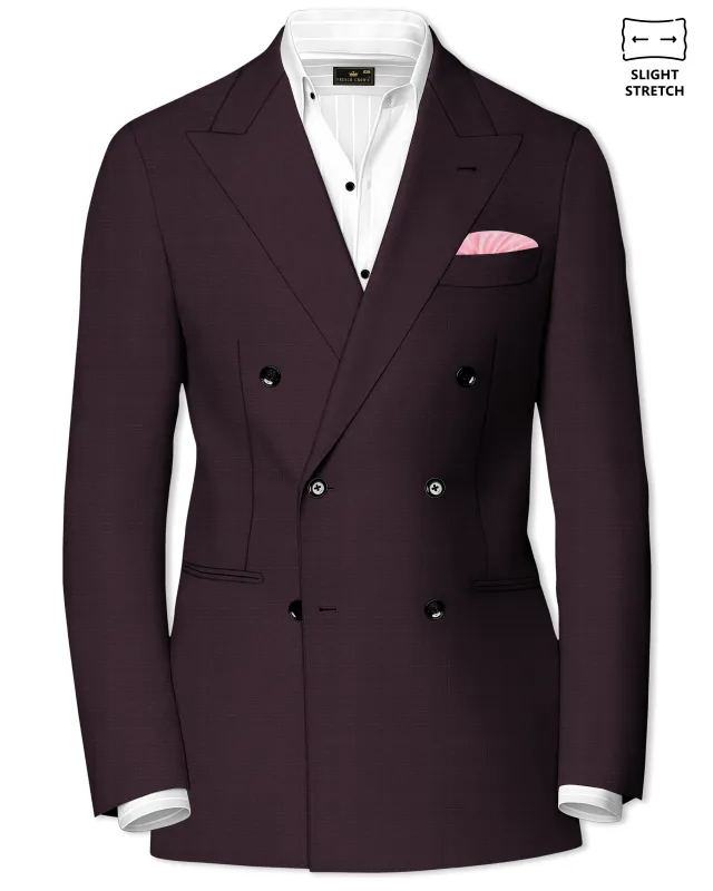 Velaris-Thunder Purple Diamond Textured Wool Rich Slight Stretch Double Breasted Blazer made by French Crown