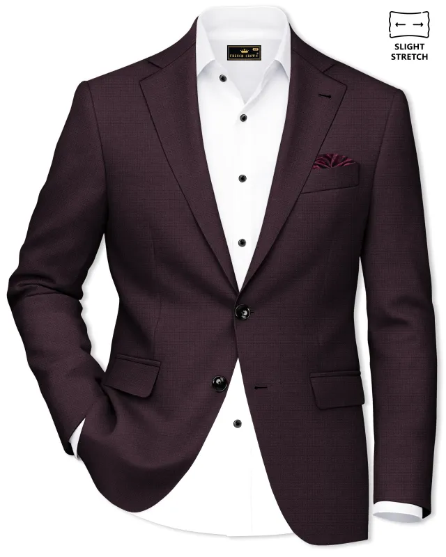 Velaris-Thunder Purple Diamond Textured Wool Rich Slight Stretch Single Breasted Blazer made by French Crown