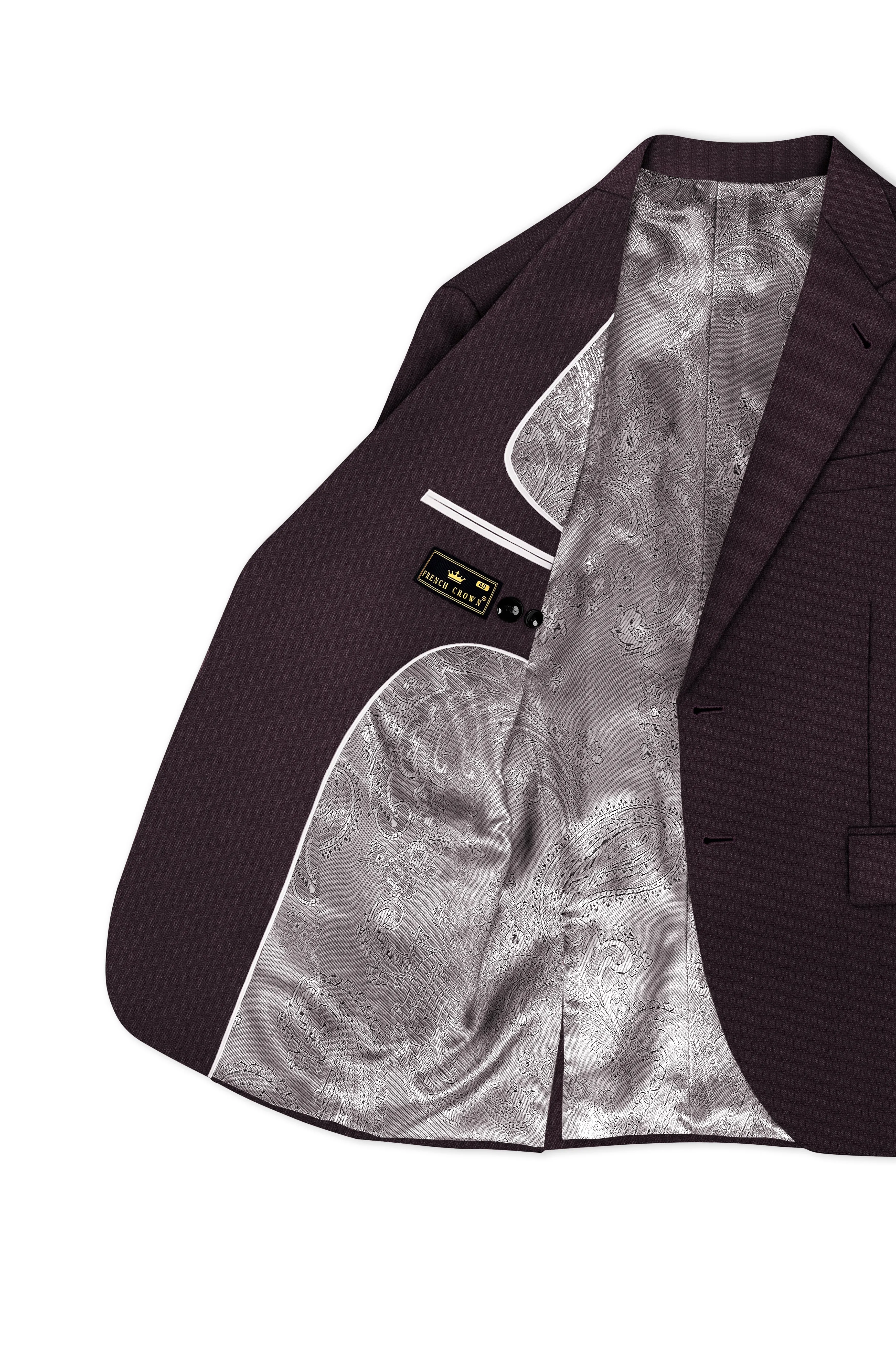 Velaris-Thunder Purple Diamond Textured Wool Rich Slight Stretch Single Breasted Blazer sold by French Crown product image thumbnail 5