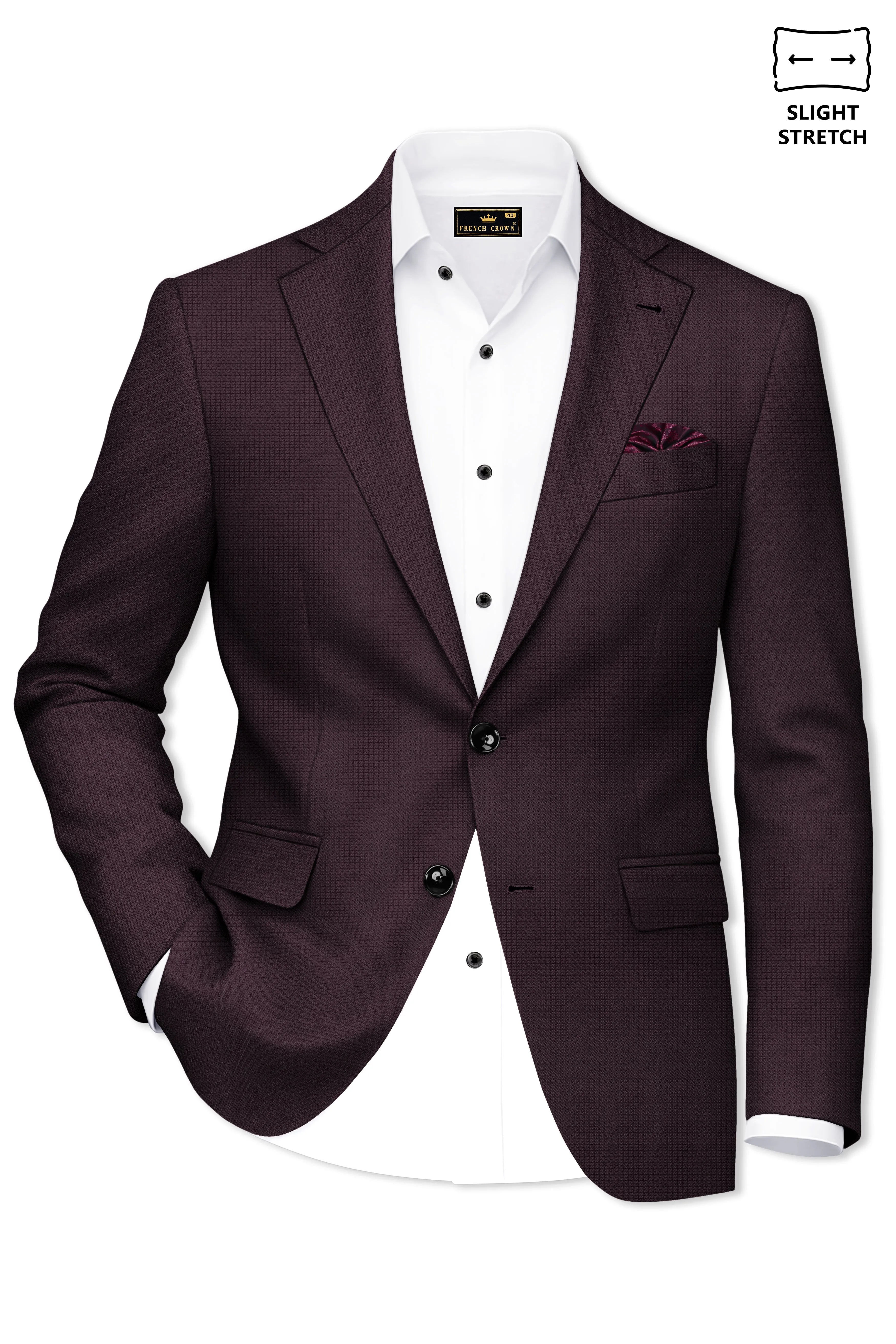 Velaris-Thunder Purple Diamond Textured Wool Rich Slight Stretch Single Breasted Blazer sold by French Crown product image thumbnail 2