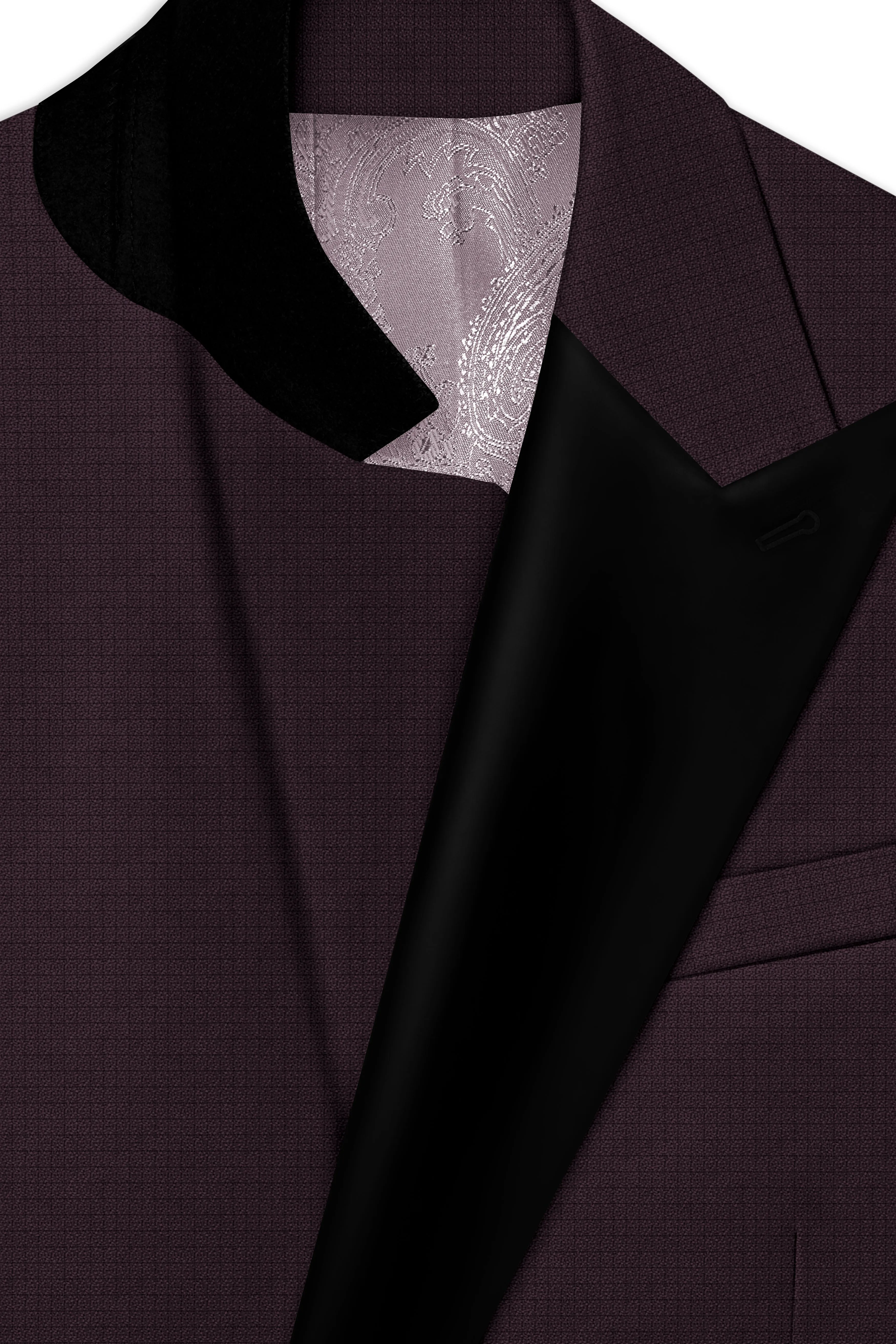 Velaris-Thunder Purple Diamond Textured Wool Rich Slight Stretch Peak Lapel Tuxedo Suit sold by French Crown product image thumbnail 5