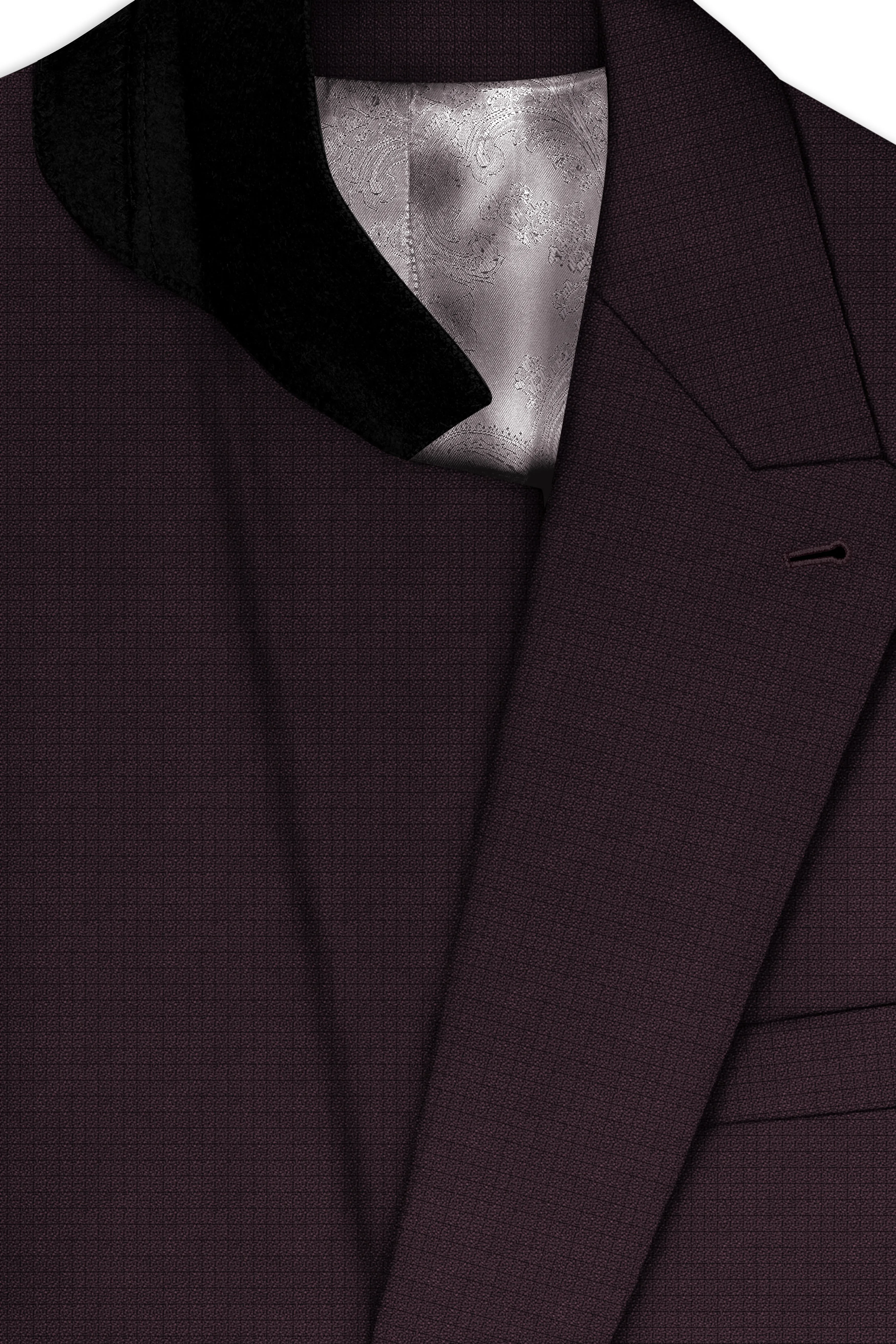 Velaris-Thunder Purple Diamond Textured Wool Rich Slight Stretch Double Breasted Suit sold by French Crown product image thumbnail 5