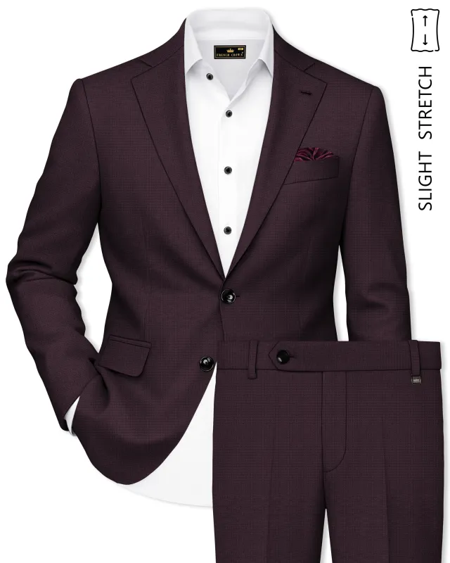Velaris-Thunder Purple Diamond Textured Wool Rich Slight Stretch Single Breasted Suit made by French Crown