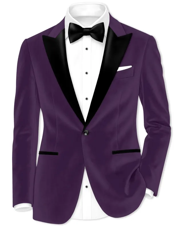 Regal-Royal Purple Velvet Peak Lapel Tuxedo Blazer made by French Crown