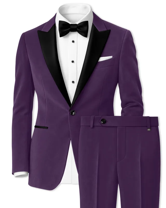 Regal-Royal Purple Velvet Peak Lapel Tuxedo Suit made by French Crown