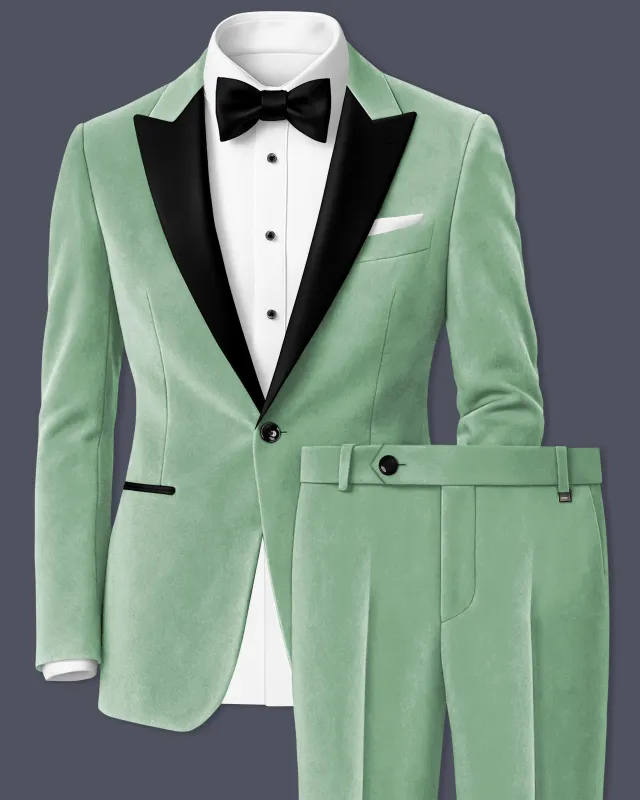 Nocturne-Amulet Green Velvet Peak Lapel Tuxedo Suit made by French Crown