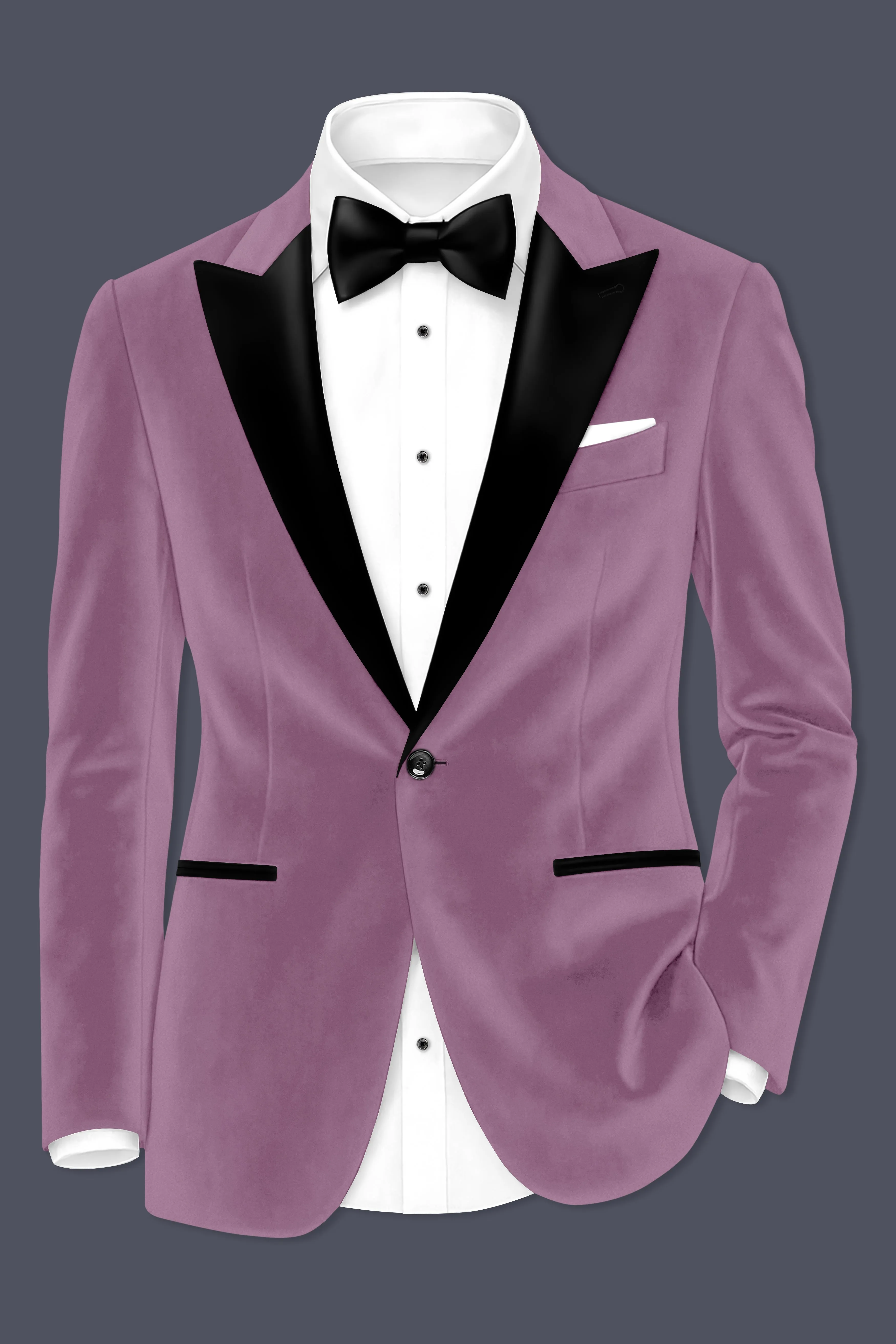 Veloura-Strikemaster Pink Velvet Peak Lapel Tuxedo Blazer sold by French Crown product image thumbnail 2