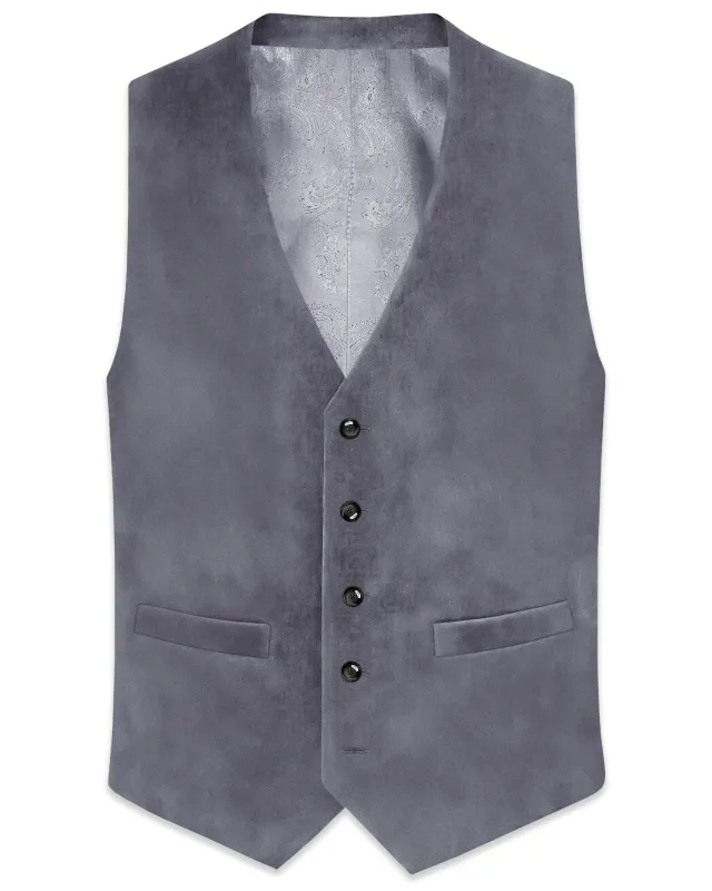 Velluto-Tuna Gray Velvet Waistcoat made by French Crown