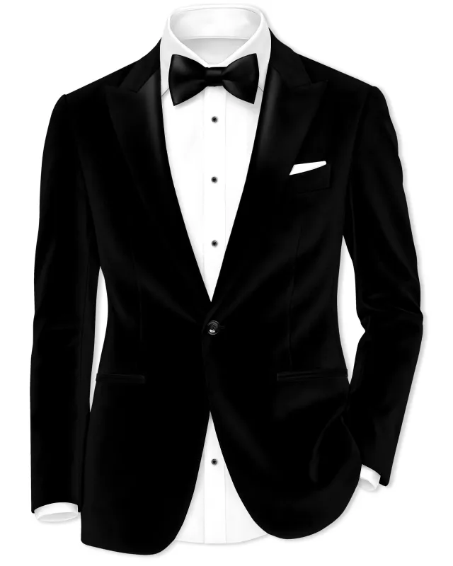Aurelius-Jade Black Velvet Peak Lapel Tuxedo Blazer made by French Crown