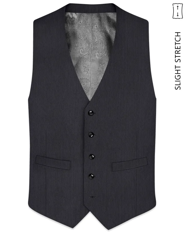 Axton-Baltic Sea Gray Diamond Textured Wool Rich Slight Stretch Waistcoat made by French Crown