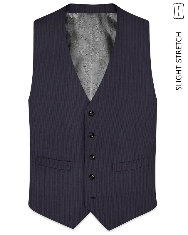 Aurelio-Charade Gray Diamond Textured Wool Rich Slight Stretch Waistcoat made by French Crown