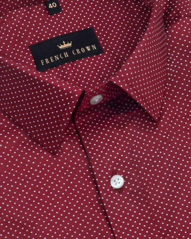 Red with White Micro-Dotted Print Super Soft Giza Cotton SHIRT sold by French Crown