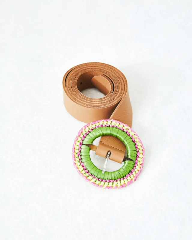 Cinturón Melino Camel-Verde made by NAGUISA