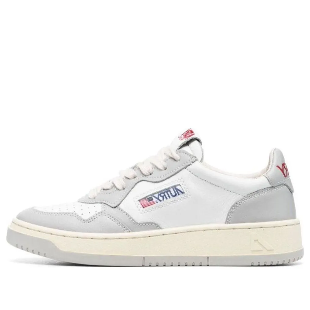(WMNS) AUTRY Medalist Low Leather 'White Grey and Red Logo' AULW-CCC1 sold by KicksCrew