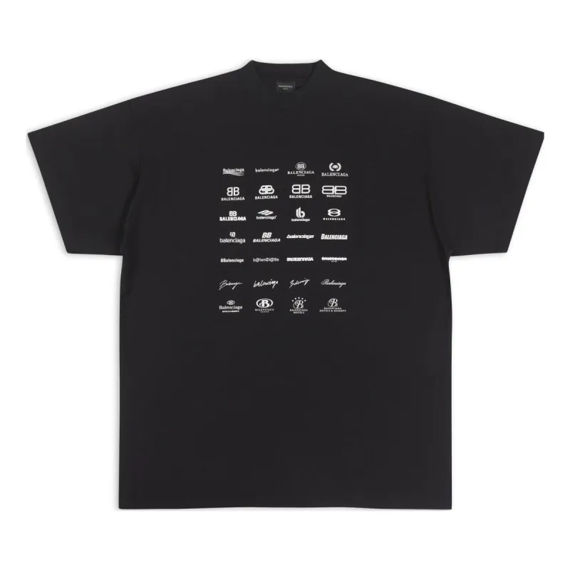 Balenciaga Archives Logos T-Shirt Oversized 'Black' 712398TNVQ71070 sold by KicksCrew