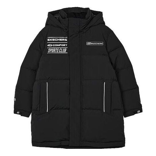 (GS) Skechers Basic Letter Woven Down Jacket 'Black White' P423B012-0018 sold by KicksCrew