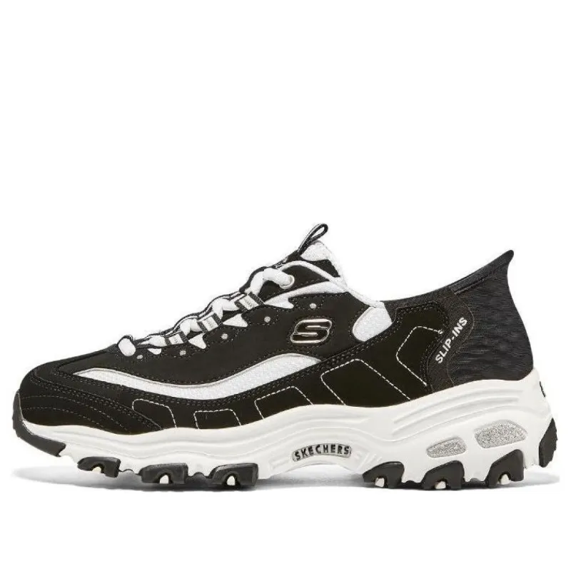 (WMNS) Skechers D'Lites 1.0 Chunky Sneakers 'Black White' 150030-BKW sold by KicksCrew