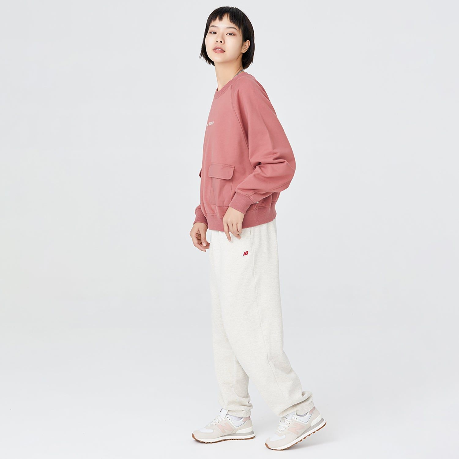 (WMNS) New Balance Casual Pocket Sweatshirt 'Rose Pink' AWT23320-MIN sold by KicksCrew product image thumbnail 4