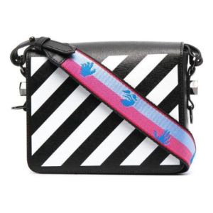 (WMNS) Off-White Diag Flap Bag 'Black White' OWNN018S21LEA0011001 sold by KicksCrew