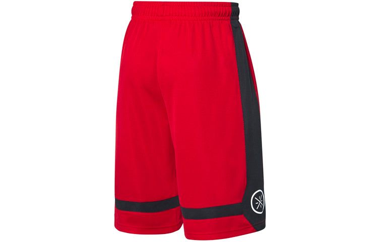 Li-Ning Way of Wade Logo Color Block Basketball Shorts 'Red Black' AAPQ235-3 sold by KicksCrew product image thumbnail 2