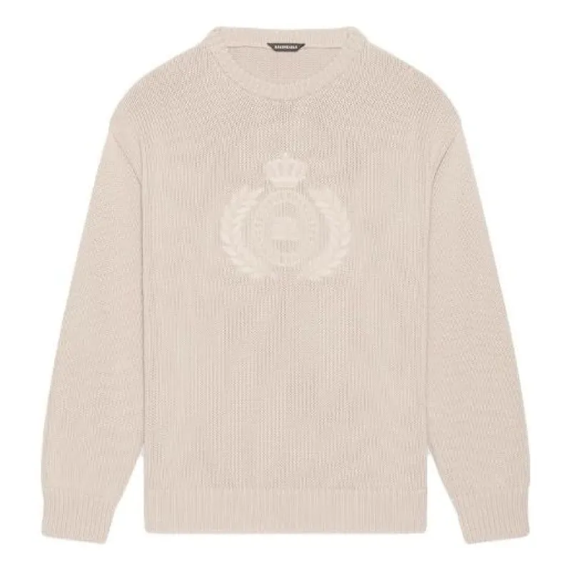 Balenciaga BB Laurel Crown Logo Crewneck Knitted Sweater 'Beige' 664369T32119028 sold by KicksCrew