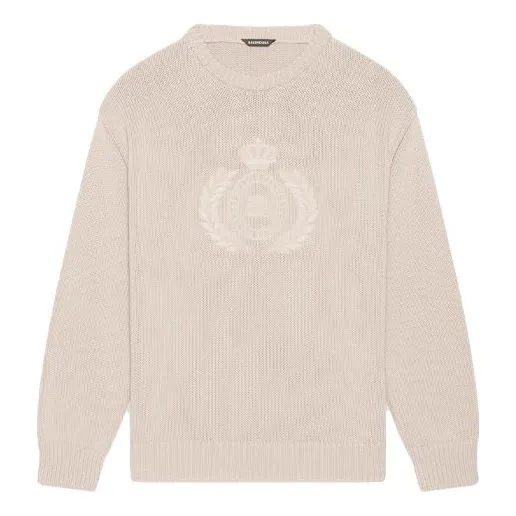 Balenciaga BB Laurel Crown Logo Crewneck Knitted Sweater 'Beige' 664369T32119028 sold by KicksCrew