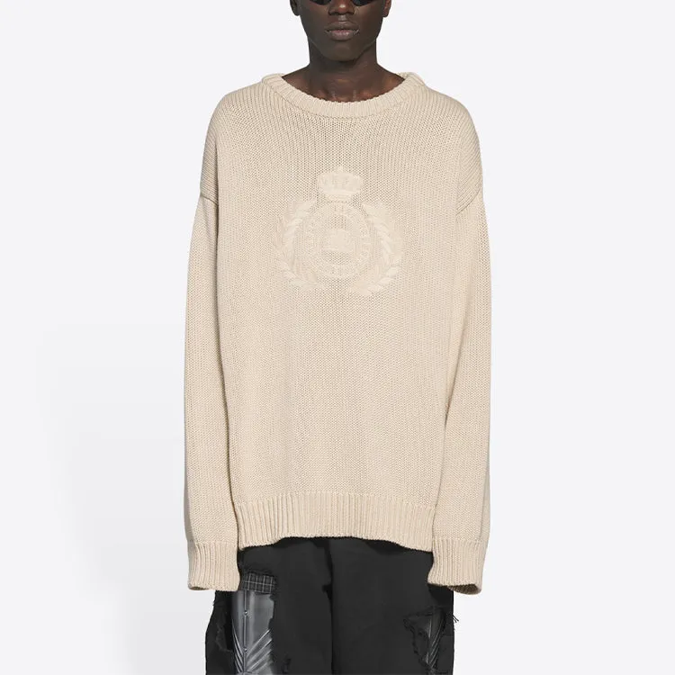 Balenciaga BB Laurel Crown Logo Crewneck Knitted Sweater 'Beige' 664369T32119028 sold by KicksCrew product image thumbnail 3
