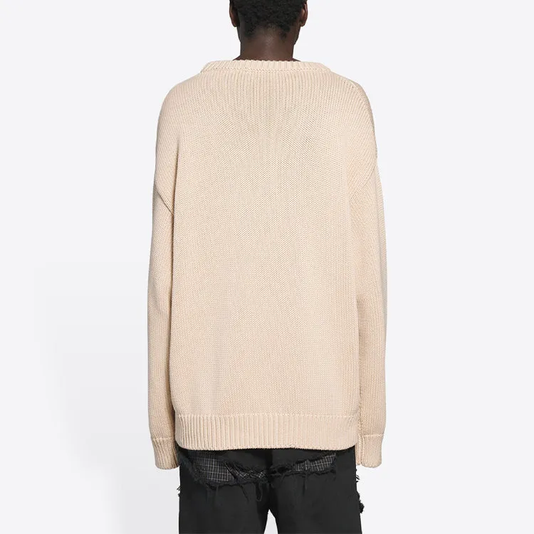 Balenciaga BB Laurel Crown Logo Crewneck Knitted Sweater 'Beige' 664369T32119028 sold by KicksCrew product image thumbnail 4