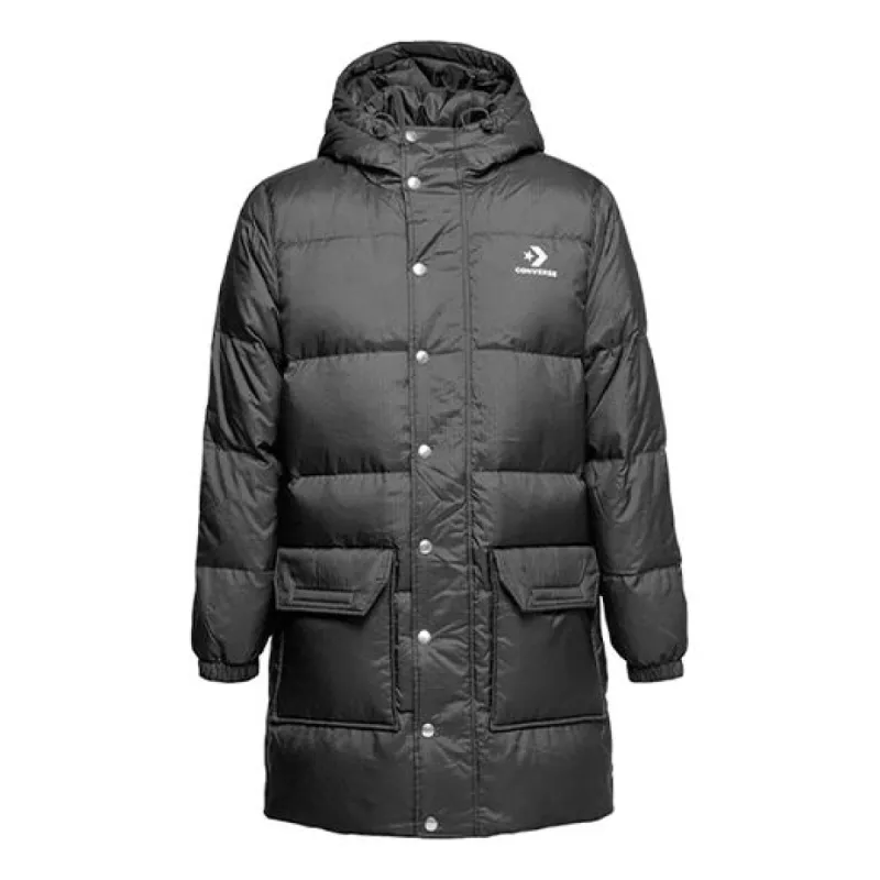 Converse Mid-length Warm Hooded Down Jacket 'Black' 10006882-A01 sold by KicksCrew