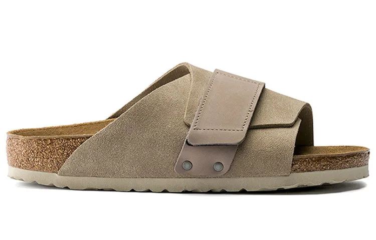 Birkenstock Kyoto Nubuk Leather Narrow Fit Slides ' Taupe' 1015573 sold by KicksCrew product image thumbnail 2