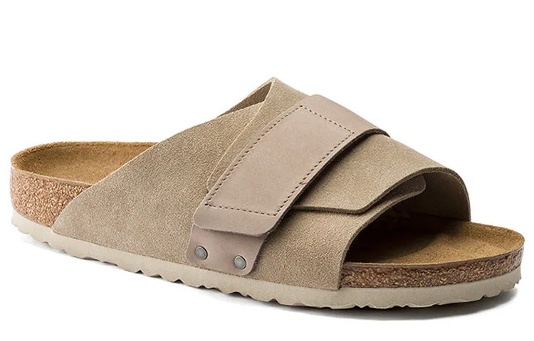 Birkenstock Kyoto Nubuk Leather Narrow Fit Slides ' Taupe' 1015573 sold by KicksCrew product image thumbnail 3