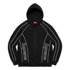 Supreme Track Paneled Zip Up Hooded Sweatshirt 'Black White' SUP-FW21-164 sold by KicksCrew