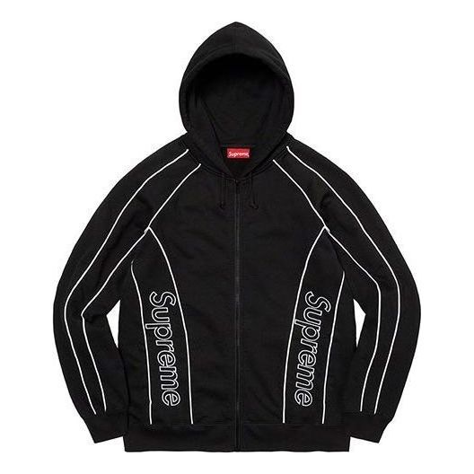 Supreme Track Paneled Zip Up Hooded Sweatshirt 'Black White' SUP-FW21-164 sold by KicksCrew