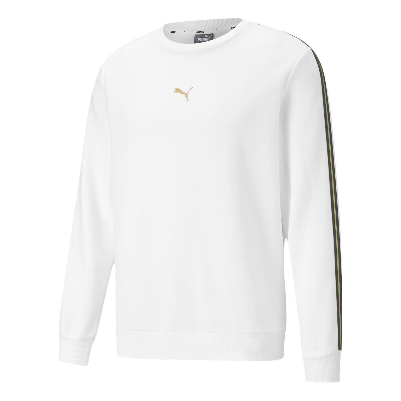Puma Metallic Nights Crew Sweatshirt 'White Black Gold' 587665-02 sold by KicksCrew