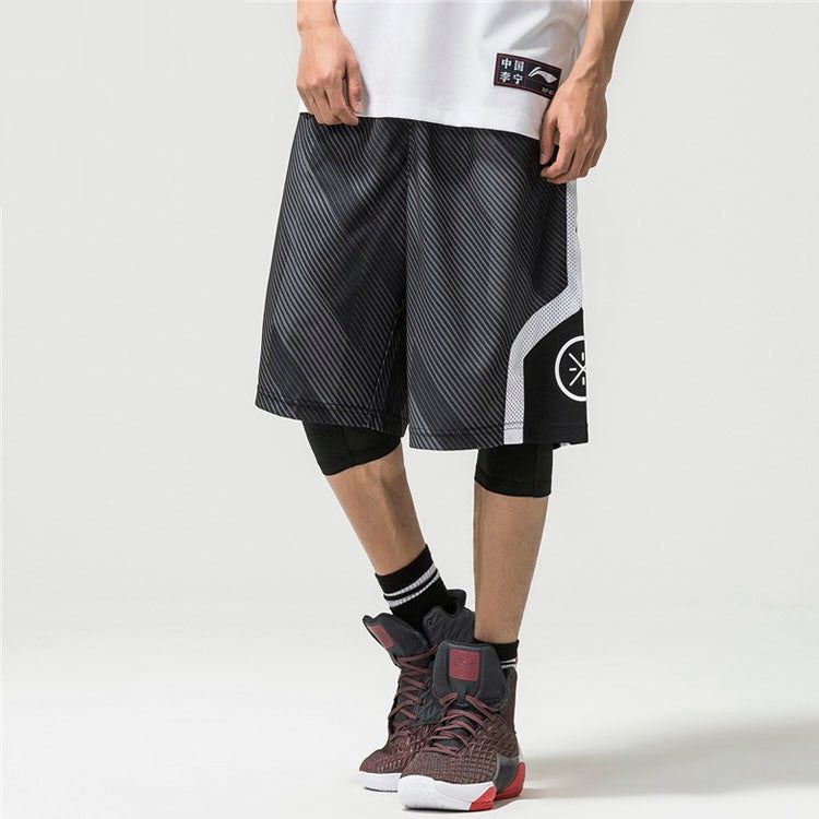 Li-Ning Way Of Wade Logo Basketball Shorts 'Black Grey' AAPP281-1 sold by KicksCrew product image thumbnail 4