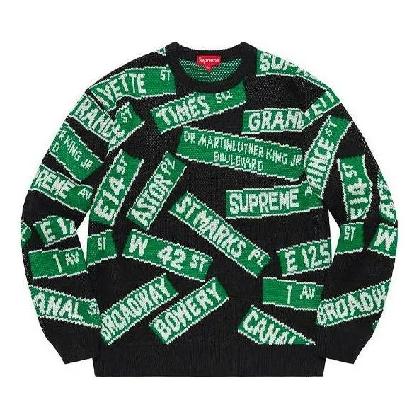 Supreme Street Signs Sweater 'Black Green' SUP-SS21-427 sold by KicksCrew