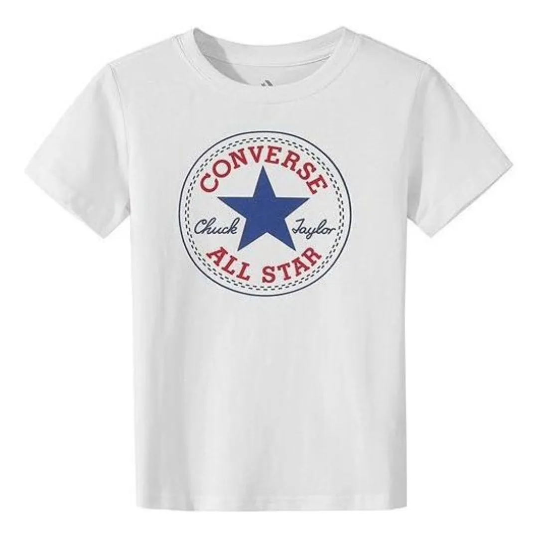 (GS) Converse Logo Printed T-Shirt 'Grey Blue' CV2132161GS-001_DS sold by KicksCrew