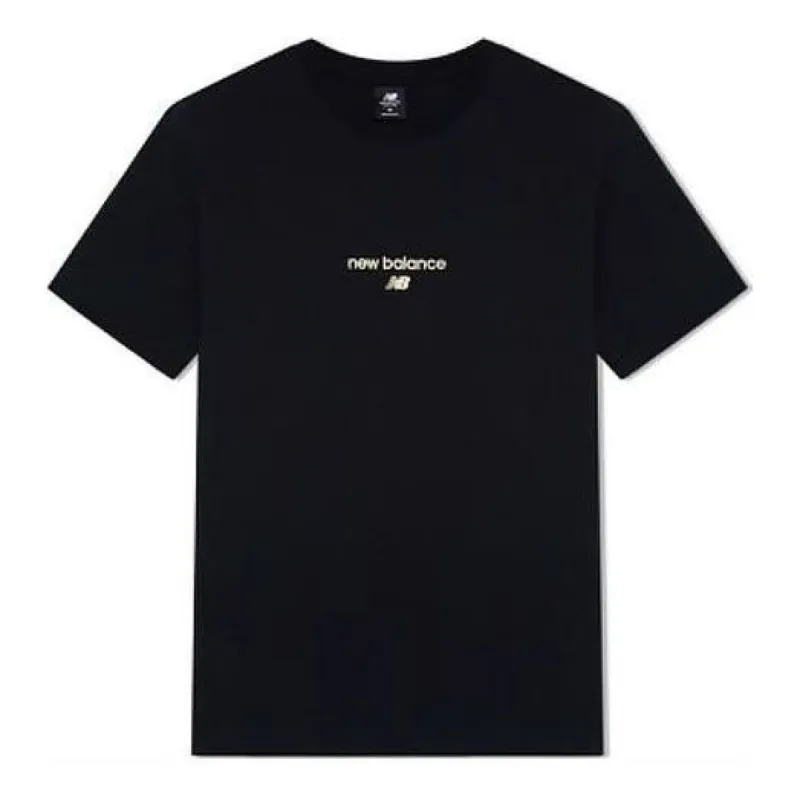 New Balance Logo T-Shirt 'Black White' AMT22354-BK sold by KicksCrew