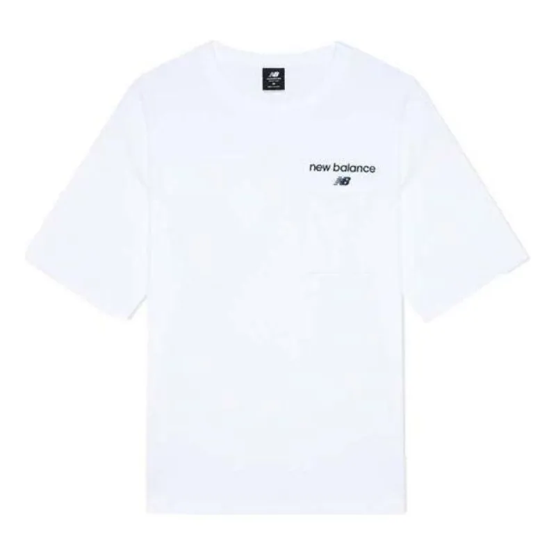 New Balance Logo Print T-Shirt 'White Black' AMT22353-WT sold by KicksCrew