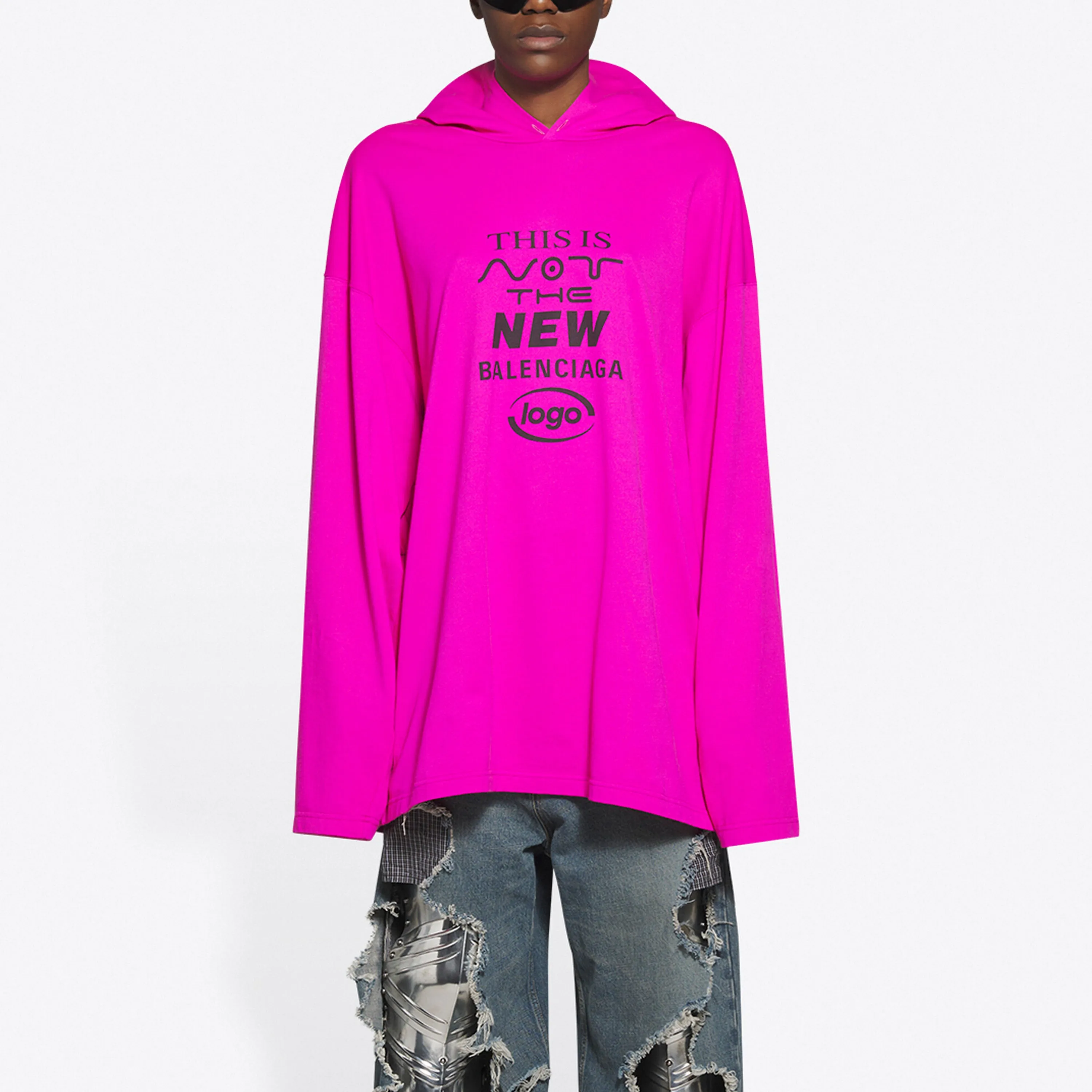 Balenciaga This Is Not Long Sleeve Hooded T-Shirt 'Pink' 662424TKVE16817 sold by KicksCrew product image thumbnail 3