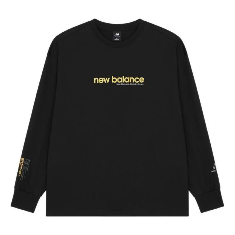 New Balance Logo Print Long Sleeve Top 'Black Yellow' AMT21370-BK sold by KicksCrew