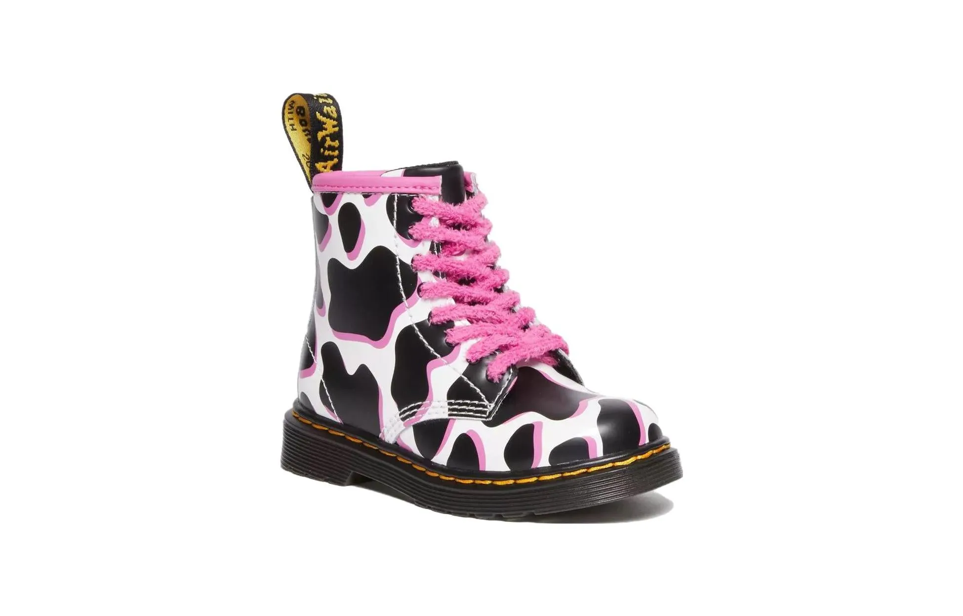 (TD) Dr. Martens 1460 Cow Print Patent Leather Lace Up Boots 'Black White Pink' 31312100 sold by KicksCrew product image thumbnail 4