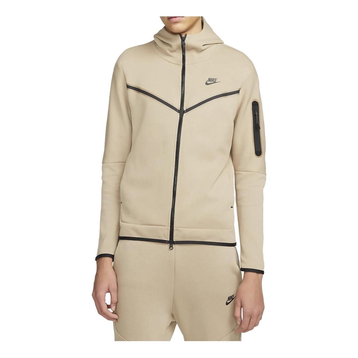 Nike Sportswear Tech Fleece Full-Zip Hoodie 'Khaki Black' CU4489-247 sold by KicksCrew