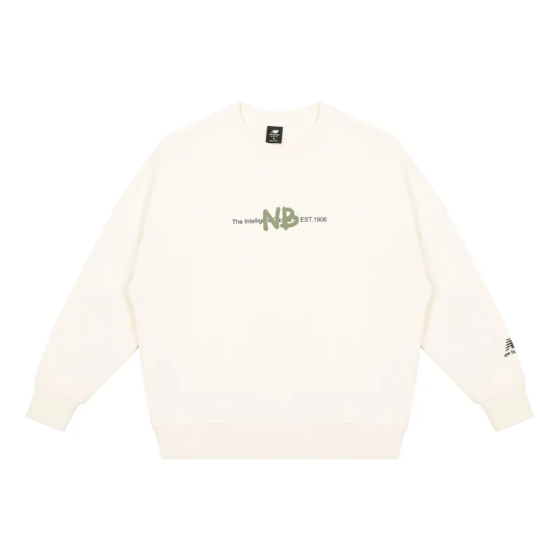 New Balance Logo Print Sweatshirt 'White Green' AMT13365-IV sold by KicksCrew