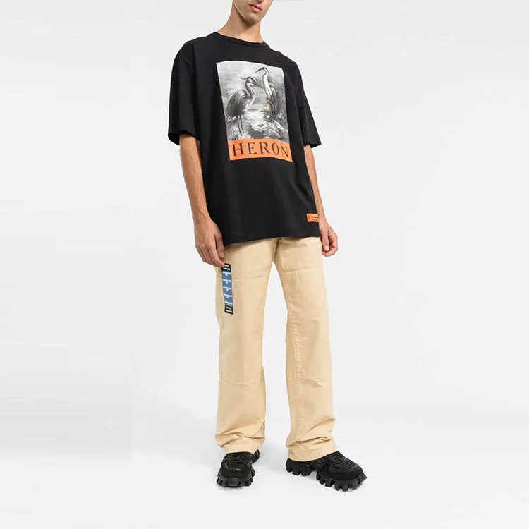 HERON PRESTON SS22 Heron Logo T-shirt 'Black' HMAA026C99JER00110011001 sold by KicksCrew product image thumbnail 2